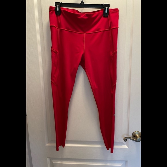 Lululemon Fast and Free Tights Leggings Red 12 - Picture 1 of 9